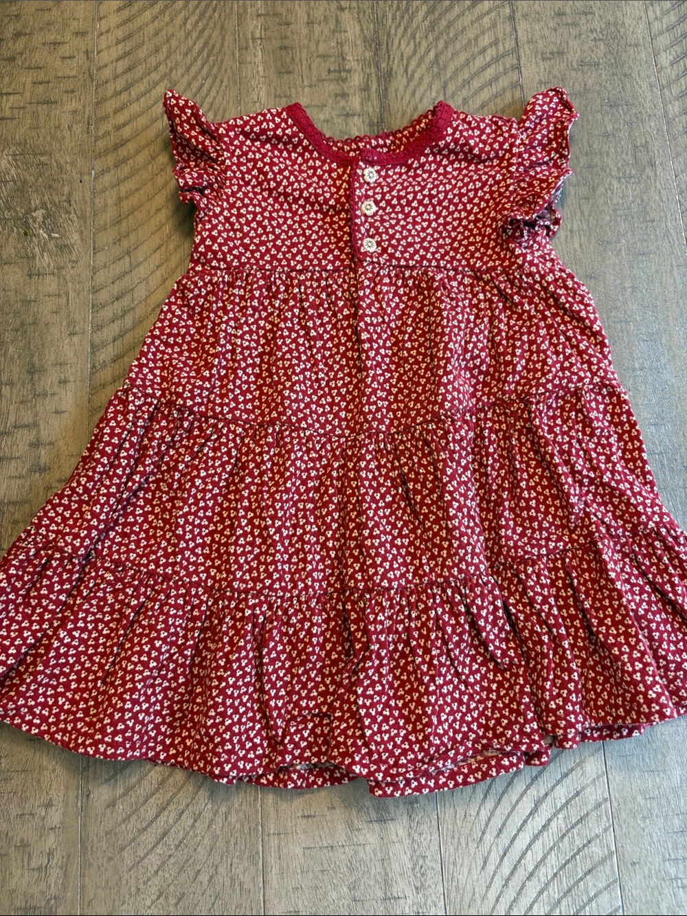 Ralph Lauren Red Heart-Print Tiered Dress